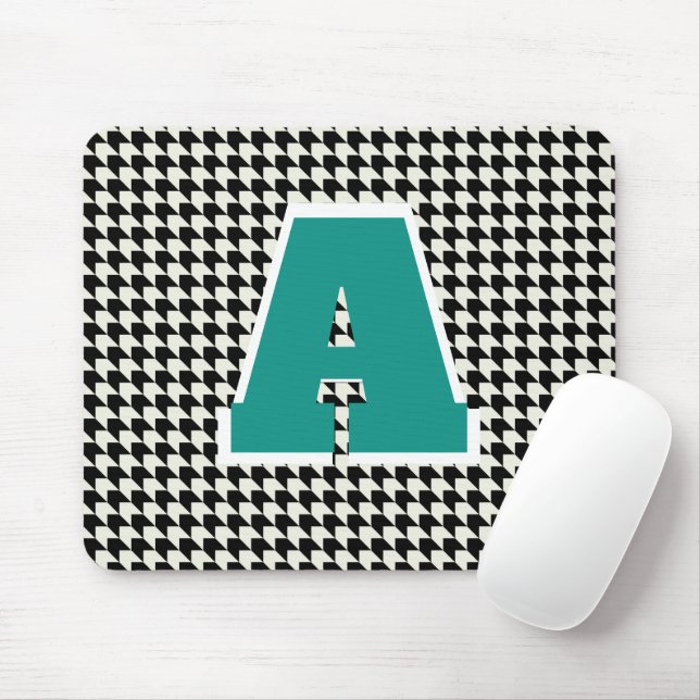 Hahnentrittmuster-Monogramm-Mauspad Mousepad (Mit Mouse)