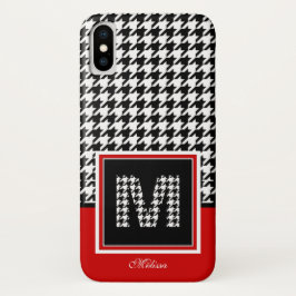 Hahnentrittmuster Monogramm | Schwarz-weiß Case-Mate iPhone Hülle