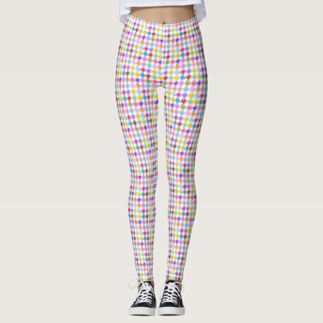 Hahnentrittmuster Multicolor+Weißes Muster für ml Leggings (Vorderseite)