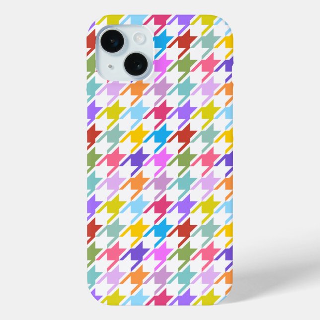 Hahnentrittmuster Multicolor+Weißmuster Case-Mate iPhone Hülle (Rückseite)