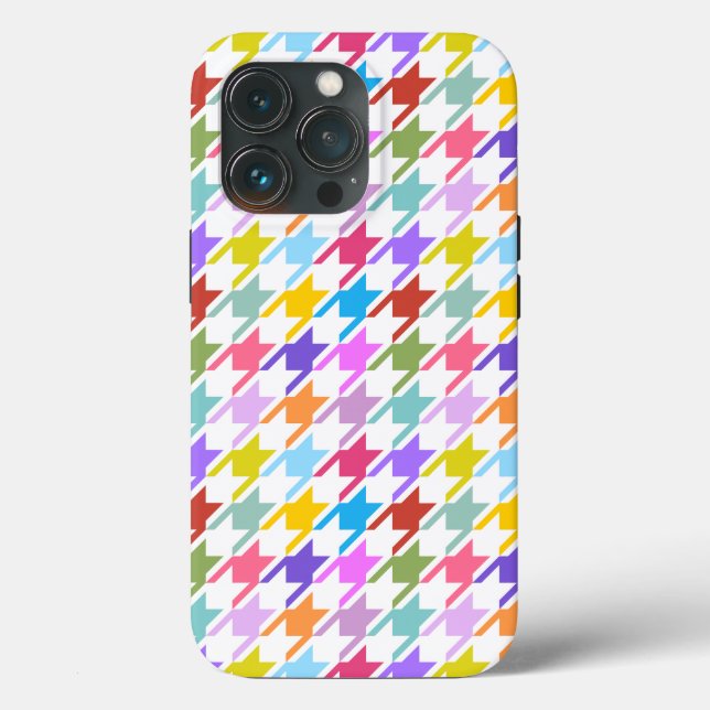 Hahnentrittmuster Multicolor+Weißmuster Case-Mate iPhone Hülle (Rückseite)