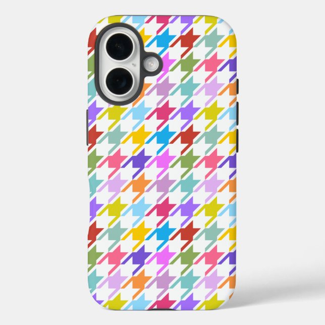 Hahnentrittmuster Multicolor+Weißmuster Case-Mate iPhone Hülle (Rückseite)