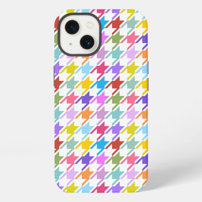 Hahnentrittmuster Multicolor+Weißmuster iPhone Hülle (Rückseite)