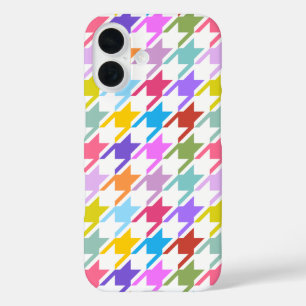 Hahnentrittmuster Multicolor+White Big Pattern iPhone 16 Hülle