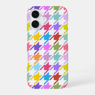Hahnentrittmuster Multicolor+White Big Pattern iPhone 16 Hülle