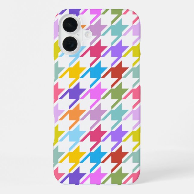 Hahnentrittmuster Multicolor+White Big Pattern iPhone Hülle (Rückseite)