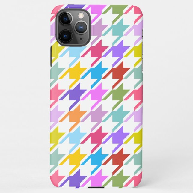 Hahnentrittmuster Multicolor+White Big Pattern iPhone Hülle (Rückseite)