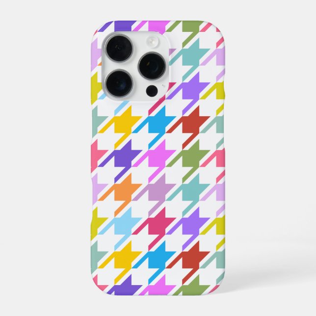Hahnentrittmuster Multicolor+White Big Pattern iPhone Hülle (Rückseite)