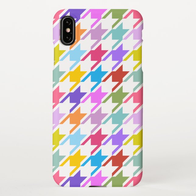 Hahnentrittmuster Multicolor+White Big Pattern iPhone Hülle (Rückseite)