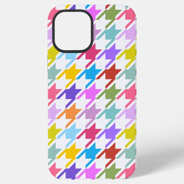 Hahnentrittmuster Multicolor+White Big Pattern iPhone Hülle (Rückseite)