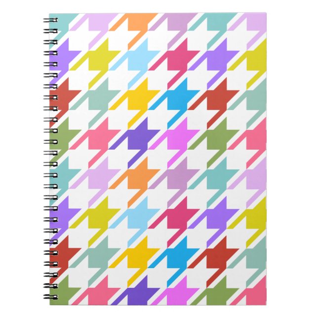 Hahnentrittmuster Multicolor+White Big Pattern Notizblock (Vorderseite)