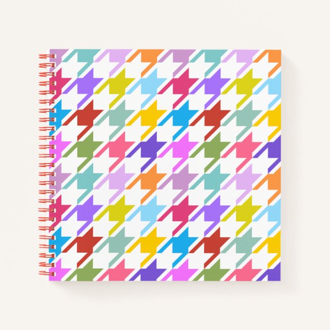 Hahnentrittmuster Multicolor+White Big Pattern Notizbuch (Vorderseite)