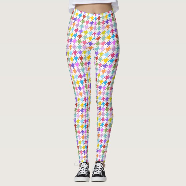 Hahnentrittmuster Multicolor+White Rpt Muster Leggings (Vorderseite)