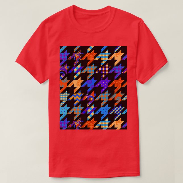 Hahnentrittmuster Patchwork-Stil Grafik T-Shirt (Design vorne)