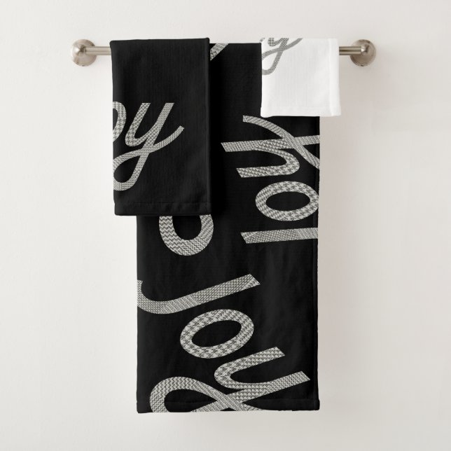 Hahnentrittmuster Pattern Joy Black and White Badhandtuch Set (Insitu)