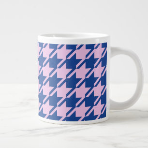 Hahnentrittmuster Pink+Blue Große Schrift Jumbo-Tasse