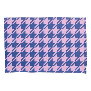Hahnentrittmuster Pink+Blue Große Schrift Kissenbezug
