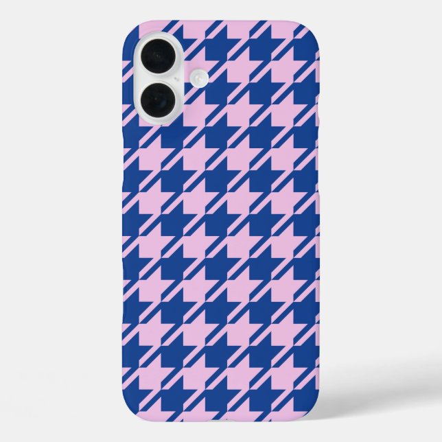 Hahnentrittmuster Rosa+Blau Muster Case-Mate iPhone Hülle (Rückseite)