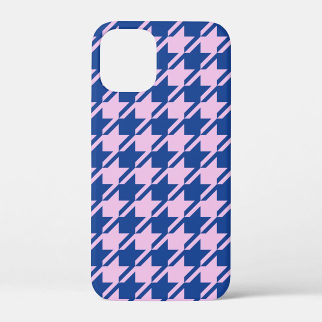 Hahnentrittmuster Rosa+Blau Muster Case-Mate iPhone Hülle (Rückseite)