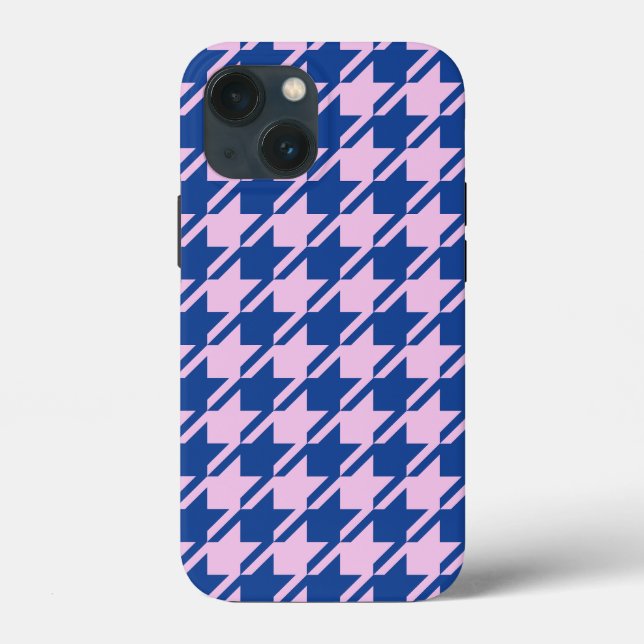Hahnentrittmuster Rosa+Blau Muster Case-Mate iPhone Hülle (Rückseite)