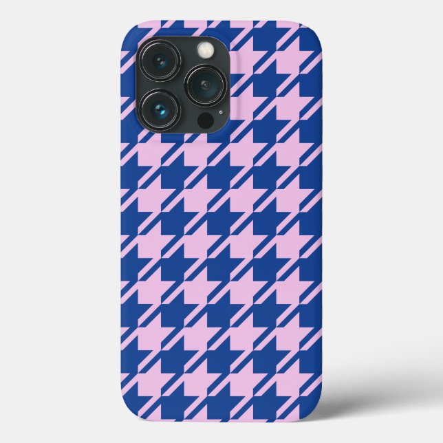 Hahnentrittmuster Rosa+Blau Muster Case-Mate iPhone Hülle (Rückseite)