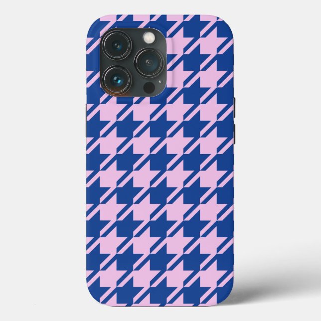 Hahnentrittmuster Rosa+Blau Muster Case-Mate iPhone Hülle (Rückseite)