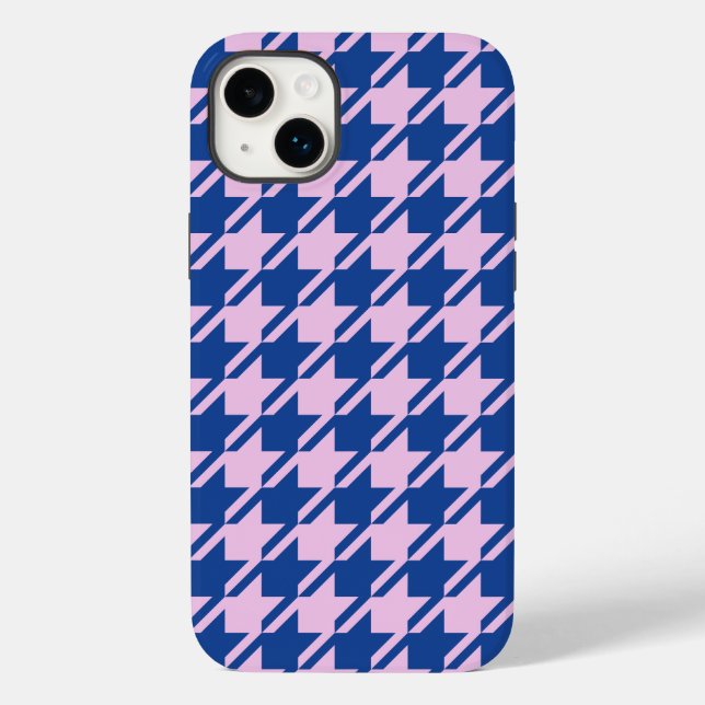Hahnentrittmuster Rosa+Blau Muster Case-Mate iPhone Hülle (Rückseite)
