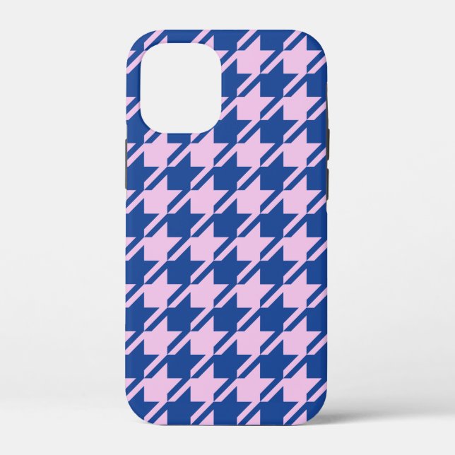 Hahnentrittmuster Rosa+Blau Muster Case-Mate iPhone Hülle (Rückseite)