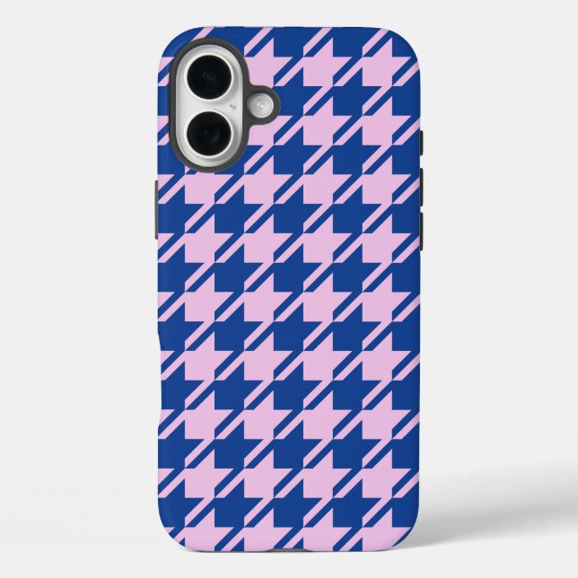 Hahnentrittmuster Rosa+Blau Muster Case-Mate iPhone Hülle (Rückseite)