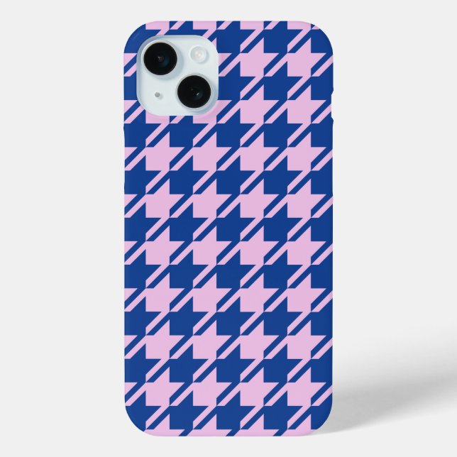 Hahnentrittmuster Rosa+Blau Muster Case-Mate iPhone Hülle (Rückseite)