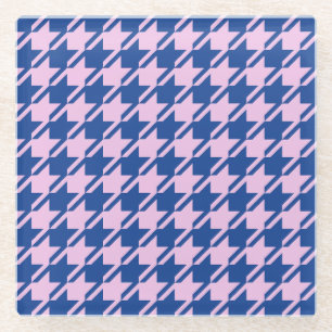 Hahnentrittmuster Rosa+Blau Muster Glasuntersetzer