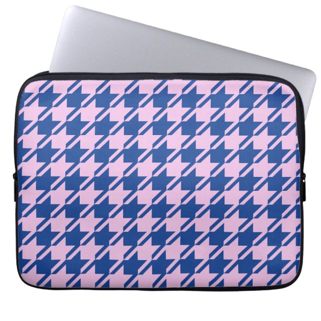 Hahnentrittmuster Rosa+Blau Muster Laptopschutzhülle (Vorderseite)