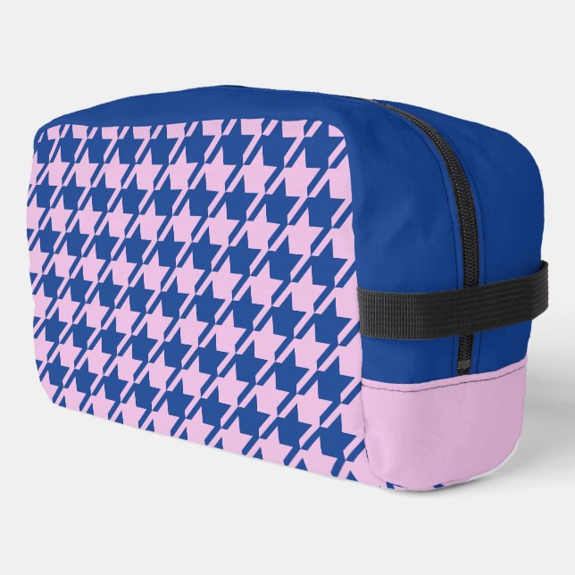 Hahnentrittmuster Rosa+Blau Muster Waschbeutel (Linke Seite)