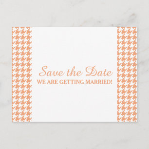 Hahnentrittmuster Save the Date Postkarte, orange Ankündigungspostkarte