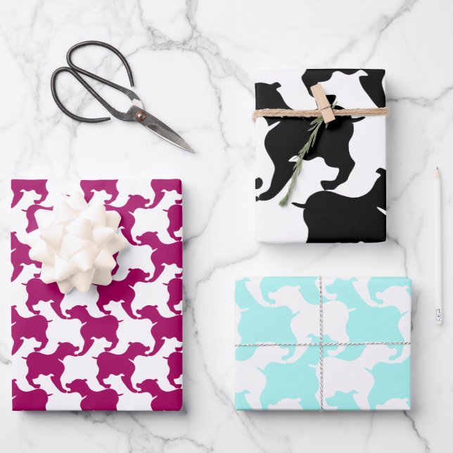 Hahnentrittmuster Style Tesselung Hund Farbe auswä Geschenkpapier Set (Vorderseite)