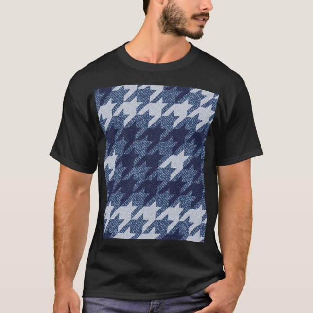 Hahnentrittmuster Tartan Jeans Hintergrunddesign T-Shirt (Vorderseite)