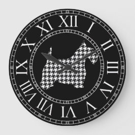 Hahnentrittmusterscottie-Hund Große Wanduhr