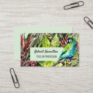 Hahns Aquarellmalerei mit Papagei Visitenkarte