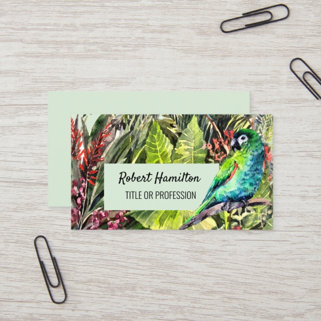 Hahns Aquarellmalerei mit Papagei Visitenkarte (Vorderseite/Rückseite Beispiel)