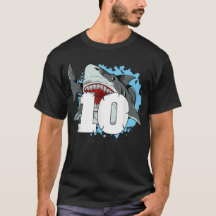 Hai 10. Geburtstag Junge 10 Zehn Hai Themenparty T-Shirt