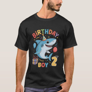 Hai 2. Geburtstag Junge Ozean Thema Zwei Jahre Alt T-Shirt