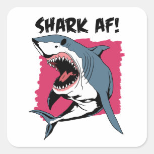 Hai AF! Shark liebt Grafikdesign Hai Quadratischer Aufkleber