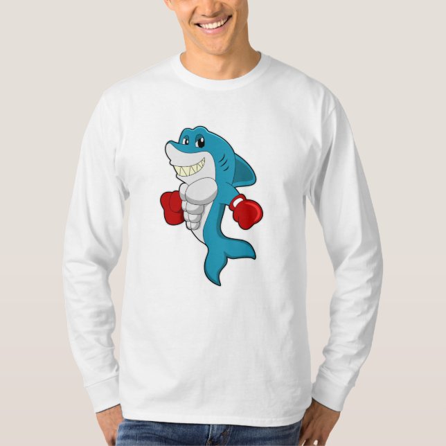 Hai als Boxer mit Boxhandschuhen T-Shirt (Vorderseite)
