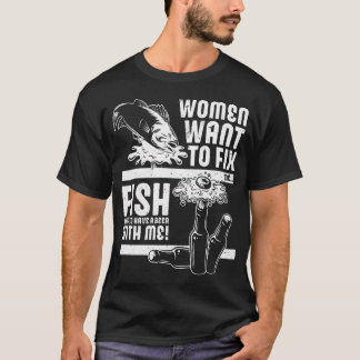 Hai als Fischer mit Angelrute T-Shirt