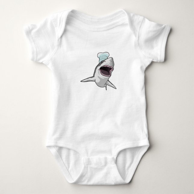 Hai als Koch mit Koch Hut Baby Strampler (Vorderseite)