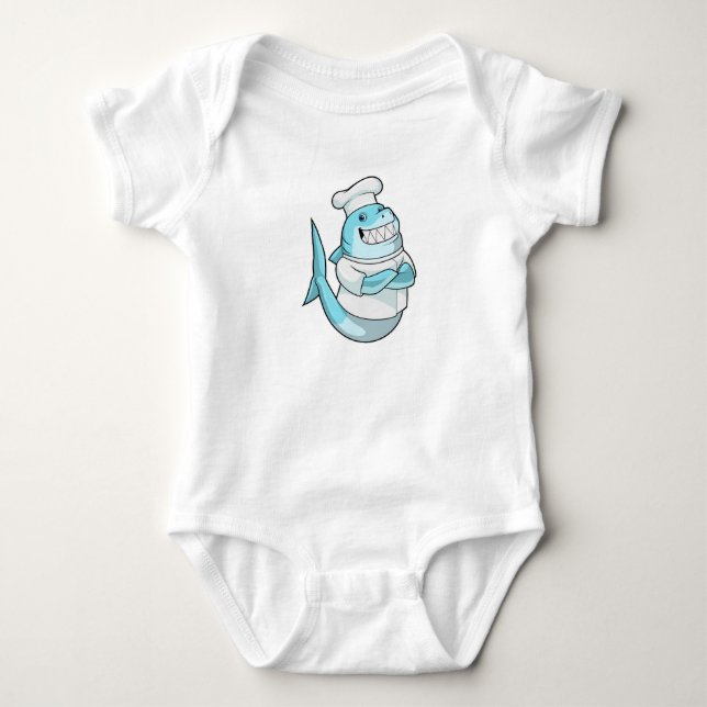 Hai als Koch mit Kochen Schürze Baby Strampler (Vorderseite)