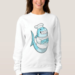 Hai als Koch mit Kochen Schürze Sweatshirt