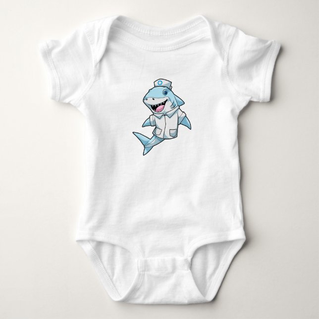 Hai als Krankenschwester mit Kittel Baby Strampler (Vorderseite)