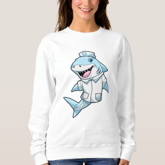 Hai als Krankenschwester mit Kittel Sweatshirt (Vorderseite)