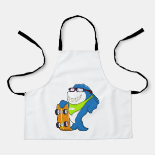 Hai als Skater mit Skateboard Schürze